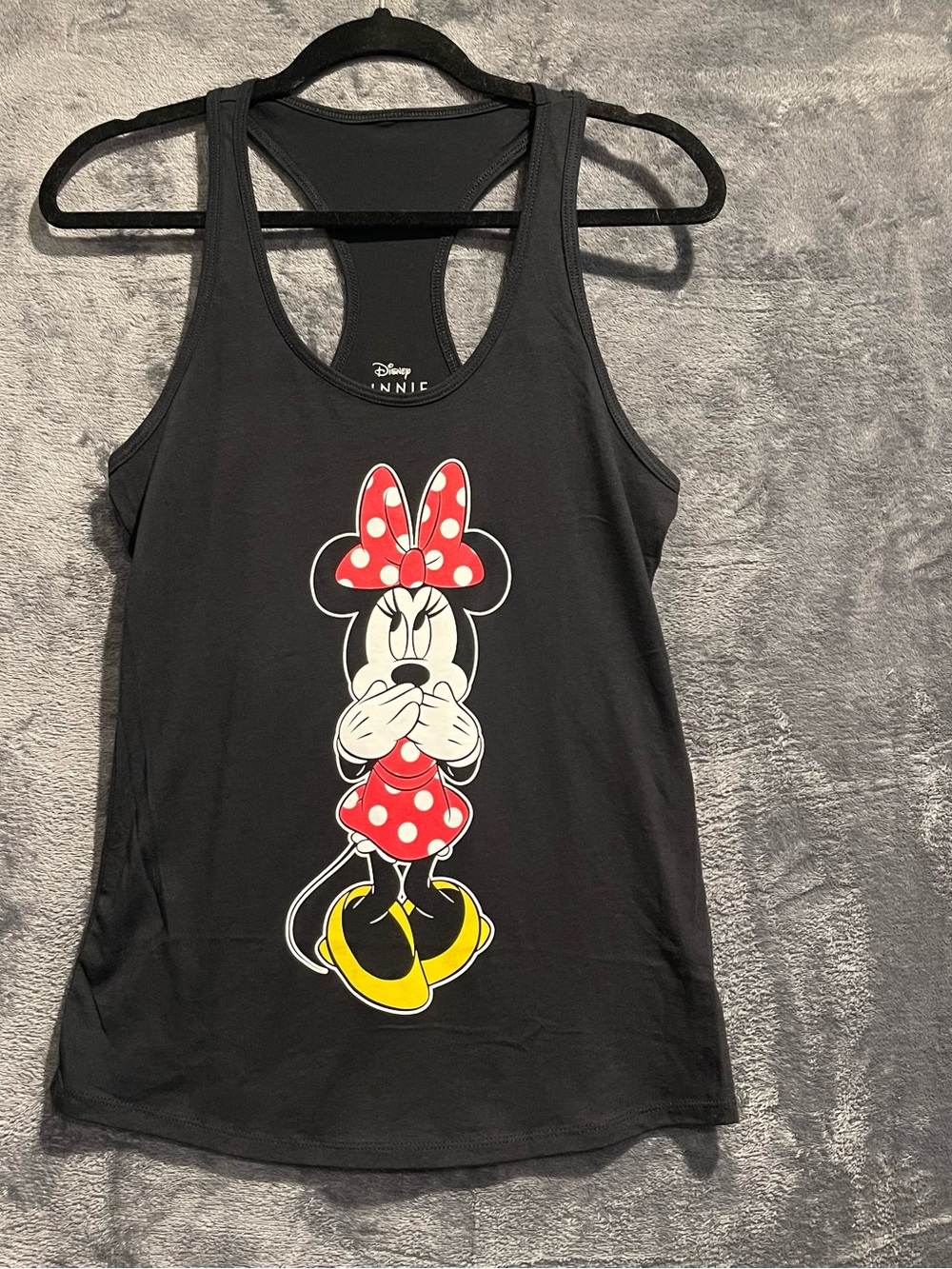 Disney Minnie Mouse Medium Black Racerback Tank Top with White Graphic Casual